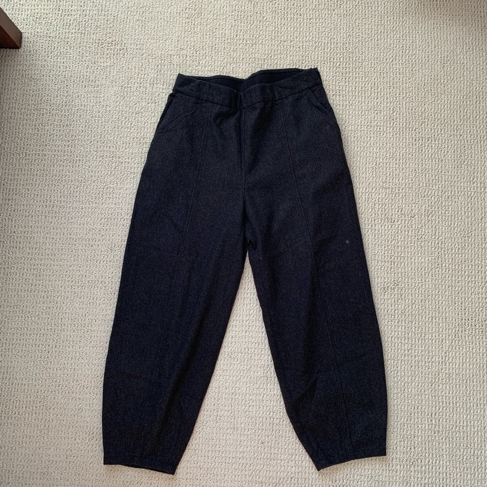 Eileen Fisher Charcoal Wool Flannel Lantern Pants